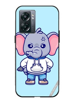 Protective Case Cover For OnePlus Nord N300 Cute Angry Elephant Wearing Hoodie Design Multicolour