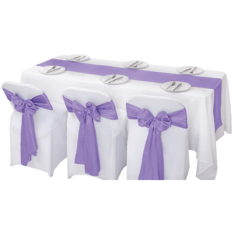 flohar 12Pack Table Runner 12 x 108 Inches Satin Silk Table Runner for Wedding, Birthday Party, Banquets, Graduations Decoration, fit Rectange and Round Table-Lavender - Image 5