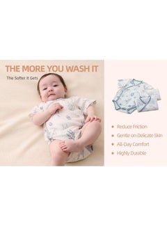 SEEDNUR Infant Baby Unisex Jumpsuits with Button Short Sleeve 70%Viscose（From Bamboo）30%Cotton Butterfly Style Size 0-3 and 3-6 Month Old Babies  - Image 5