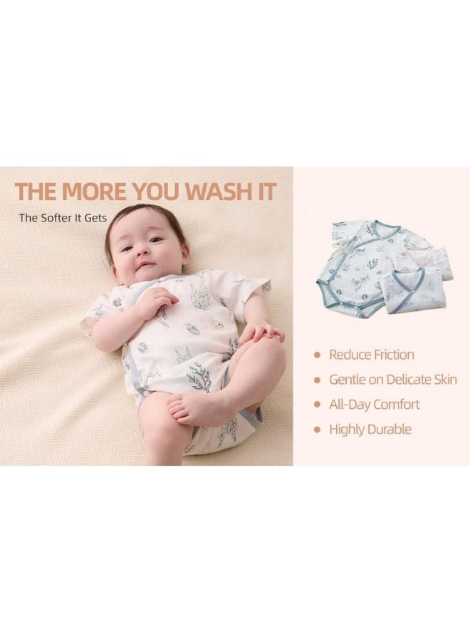 SEEDNUR Infant Baby Unisex Jumpsuits with Button Short Sleeve 70%Viscose（From Bamboo）30%Cotton Butterfly Style Size 0-3 and 3-6 Month Old Babies - Image 5