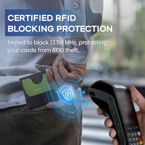 RUNBOX Mens Business Card Holder, Slim Card Wallet for Men and Women, Minimalist RFID Blocking Wallet with Pop-Up Function, Thin Design, Metal Cases Holds 6+6 Cards, Gifts for Men, Men's Accessories - Image 5