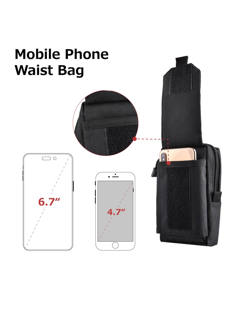 SYOSI - Tactical Molle Pouch, 2 Pcs Multipurpose Tactical Mobile Phone Belt Holster Smartphone Holder Utility EDC Waist Pack Gadget Tool Organizer IFAK Bag - Image 1