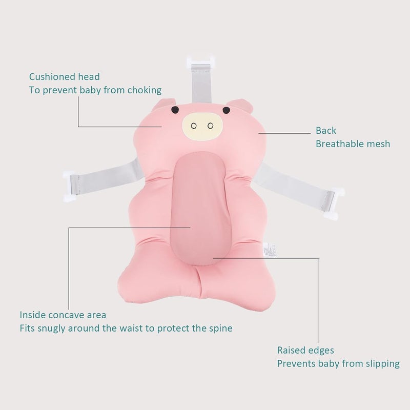 klarako Baby Bath Pad,Baby Bath Tub Seat Cushion,Soft Comfortable Baby Sink Bath Cushion Bathtub Floating Support Pillow for Babies Infants (Pink) - Image 4