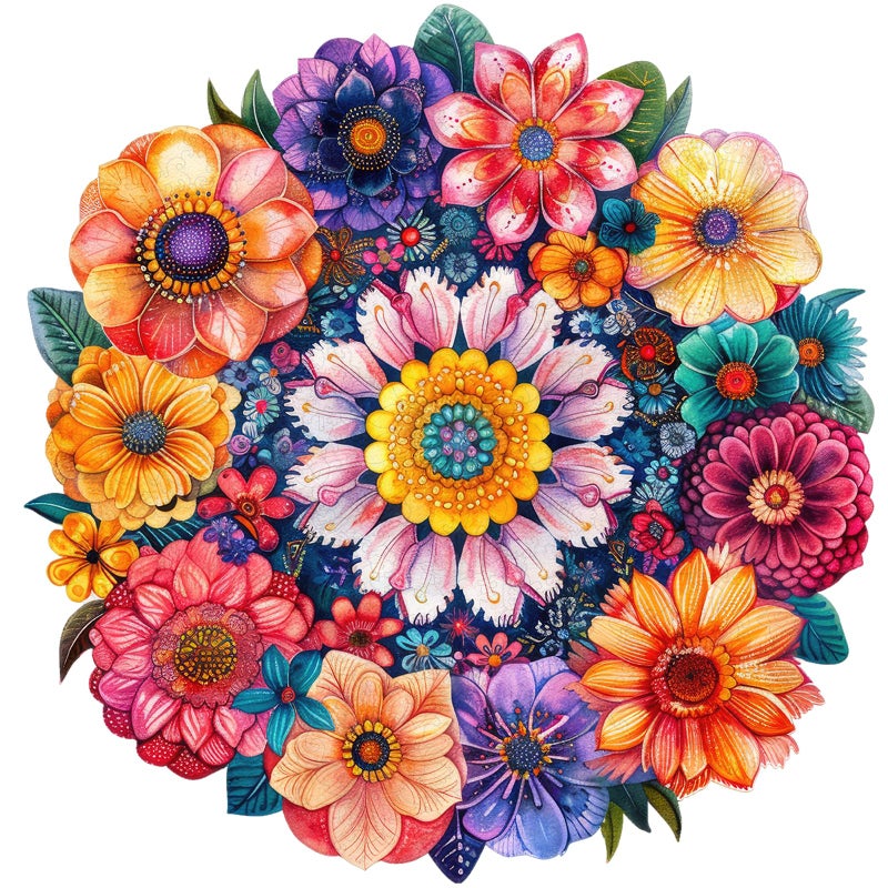 Mys Aurora Puzzles for Adults Round Flower Wooden Puzzles 200 Pieces Unique Shaped Jigsaw Puzzles Birthday for Adults and Kids Fun Family Game 108 x 112 Medium Size - Image 3