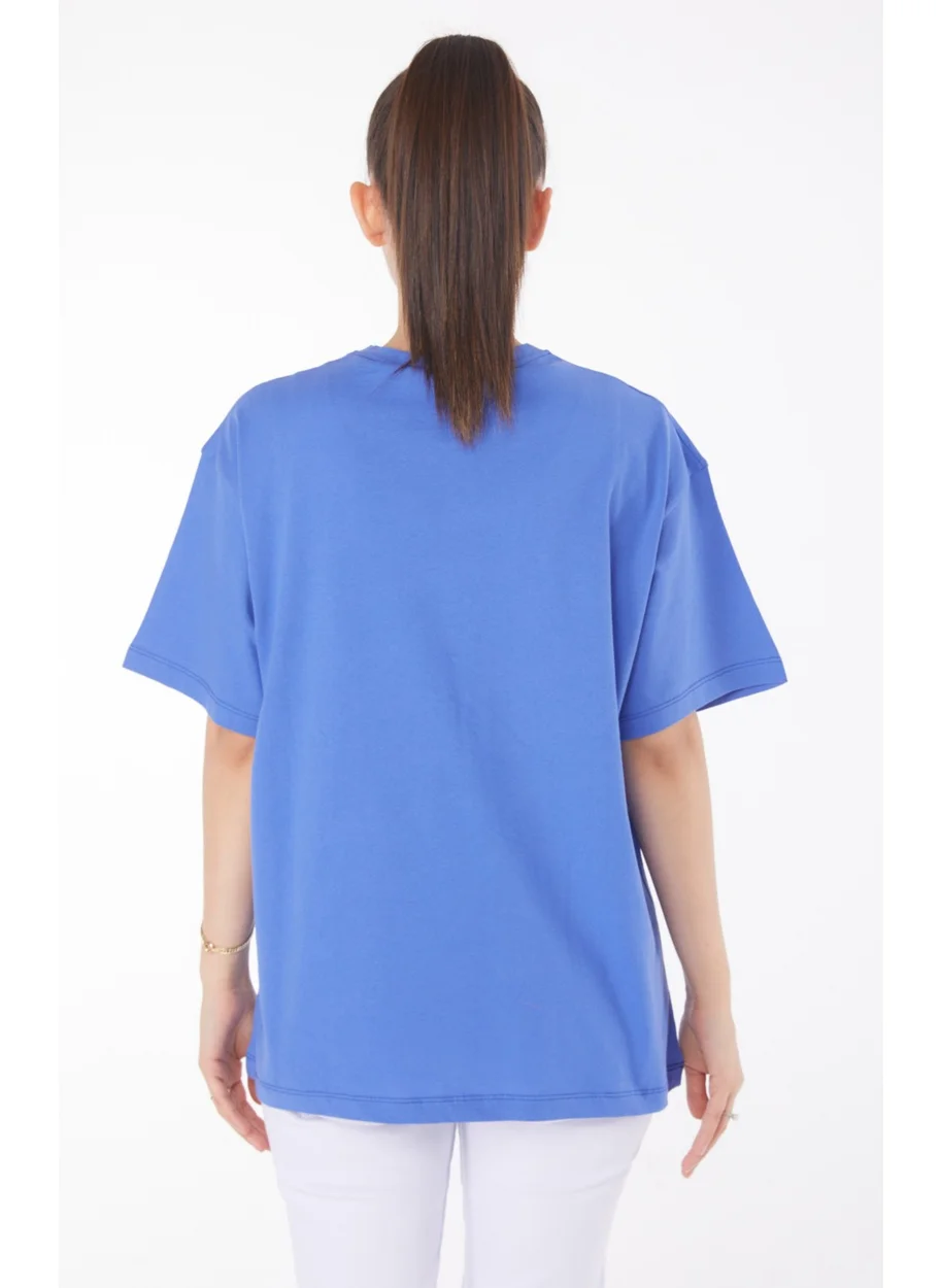 Tofisa Plain Crew Neck Women's Printed T-Shirt - 25700