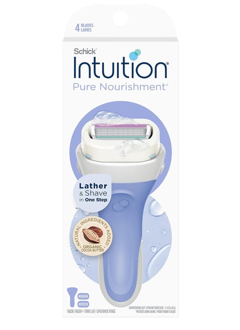 Schick Intuition Pure Nourishment Razors for Women 1 Razor & 2 Intuition Razor Blades Refill with Organic Cocoa Butter