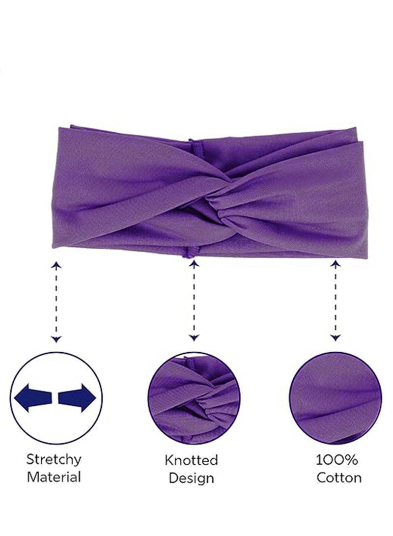 عصابة رأس عريضة للنساء، عصابة رأس كبيرة جدًا، إكسسوارات شعر بعقدة ملتوية (بنفسجي) - Image 5