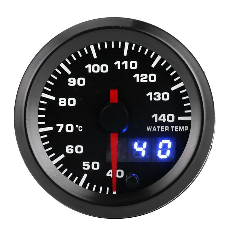 52mm Water Temperature Gauge 40-140℃ Engine Coolant Temp Meter - Red Pointer Blue LED Display Universal Water Temp Gauge for 12V Cars - Image 2