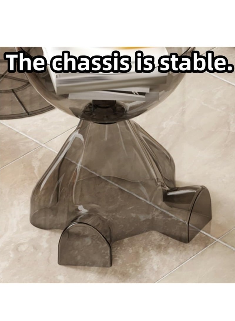 XiuWoo Round Side Table, Coffee Table with Hidden Storage Space, Transparent Storage Bedside Table Suitable for Bedroom, Living Room and Apartment,No Assembly Required,Clear Grey - Image 4