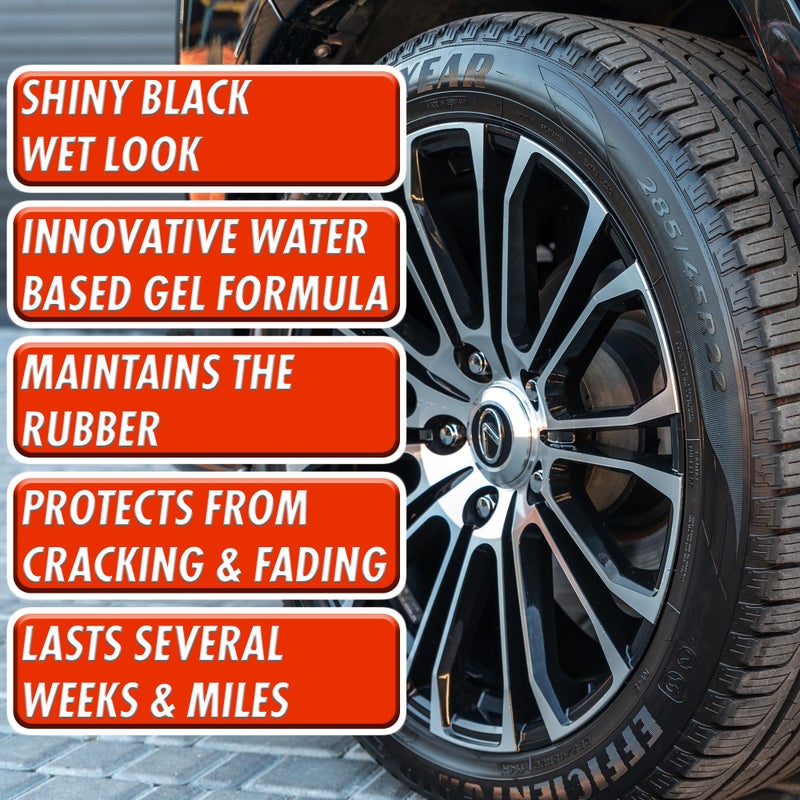 SONAX Tire Gloss Gel 235200 | Long-Lasting Rubber Conditioner for a Semi-Gloss finish on Tires | Deep Black Revitalization with Silicone Protection | Cleans, Conditions & Repels Dirt for Weeks | 500ml - Image 2