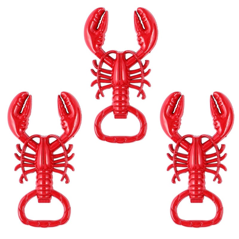 3 Piece Zinc Alloy Red Crawfish Bottle Opener Set Kitchen Bar Drink Cap Lifter - Image 2