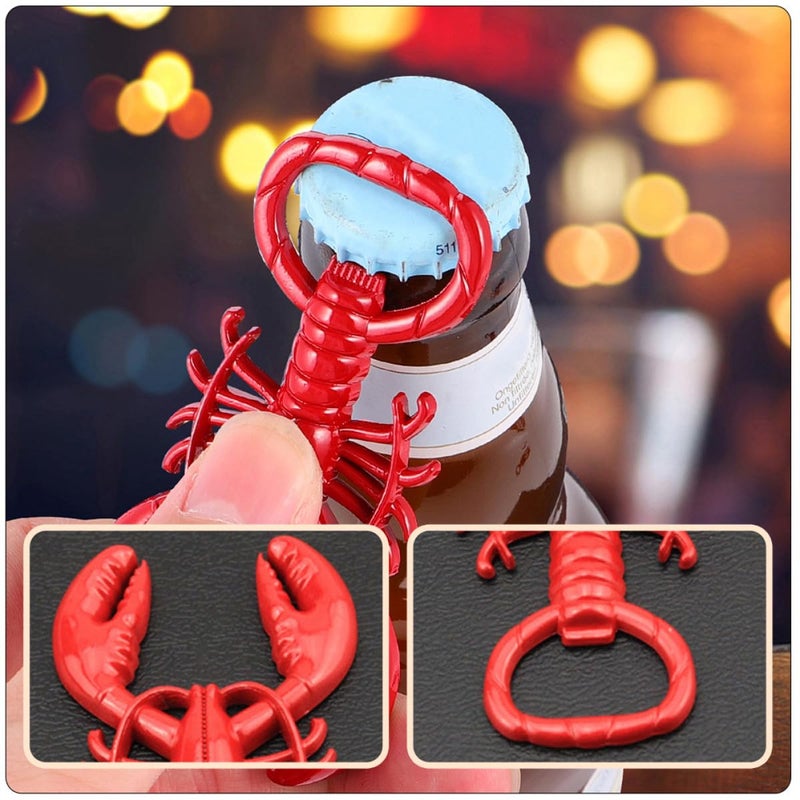 3 Piece Zinc Alloy Red Crawfish Bottle Opener Set Kitchen Bar Drink Cap Lifter - Image 5