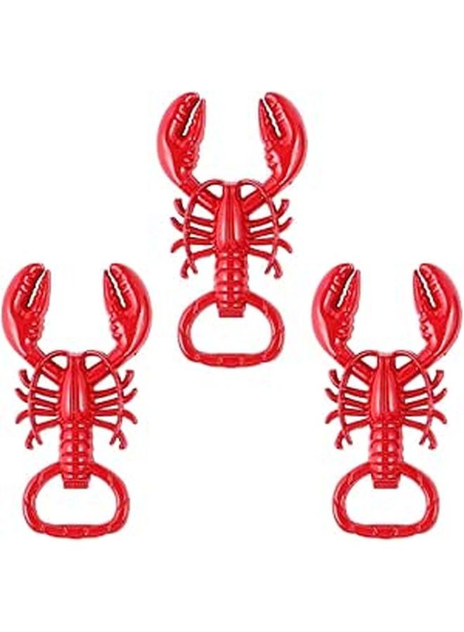 3 Piece Zinc Alloy Red Crawfish Bottle Opener Set Kitchen Bar Drink Cap Lifter - Image 1
