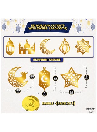 Gold and Black Eid Mubarak Banner and Garland Set Pack of 17 for Eid Decoration - view 3