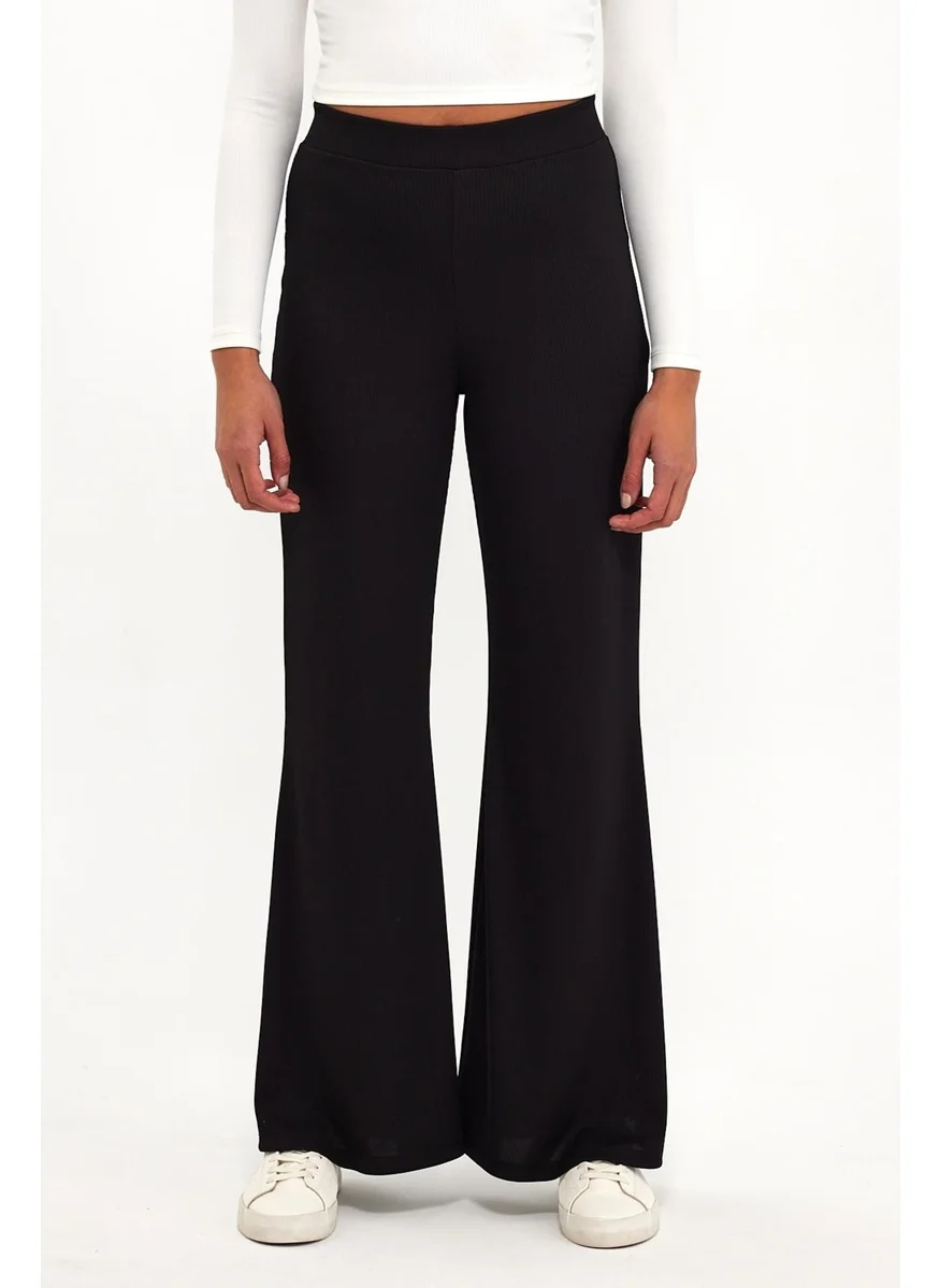 Alexander Gardi Elastic Waist Ribbed Flare Leg Fabric TROUSERS (B24-00188)