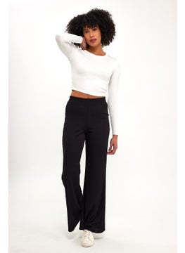 Alexander Gardi Elastic Waist Ribbed Flare Leg Fabric TROUSERS (B24-00188)  - Image 1