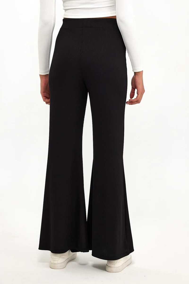 الكسندر جاردي Elastic Waist Ribbed Flare Leg Fabric TROUSERS (B24-00188)