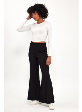 Alexander Gardi Elastic Waist Ribbed Flare Leg Fabric TROUSERS (B24-00188)  - Image 4