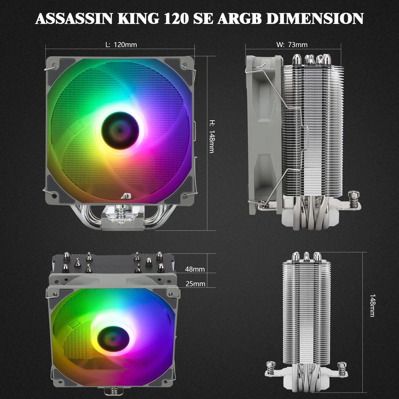 Thermalright Assassin King 120 SE ARGB CPU Air Cooler, AK120 SE ARB, 5 Heatpipes, TL-C12C-S PWM Quiet Fan CPU Cooler with S-FDB Bearing, for AMD AM4/AM5/Intel LGA1700/1150/1151/1200 - Image 5