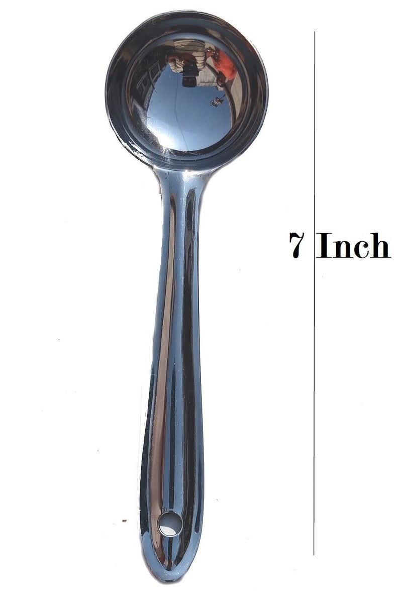 SOLINO Stainless Steel Serving Spoon Set for Dining, Cooking Spoon Set for Kitchen, Tableware, Soup Ladle Solid Spoon Rice Spoon Curry/dal/Rice/Pasta Cuttlery Spoon Set, Set of 5 - Image 5