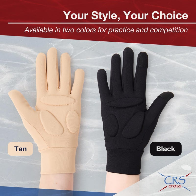 CRS Cross Padded Ice Skating Gloves. Warm Padded Protection for Figure Skating Testing, Practice, Dance Competitions, Roller Skaters and Cheerleading. (Tan, Youth Medium/Large) - Image 5
