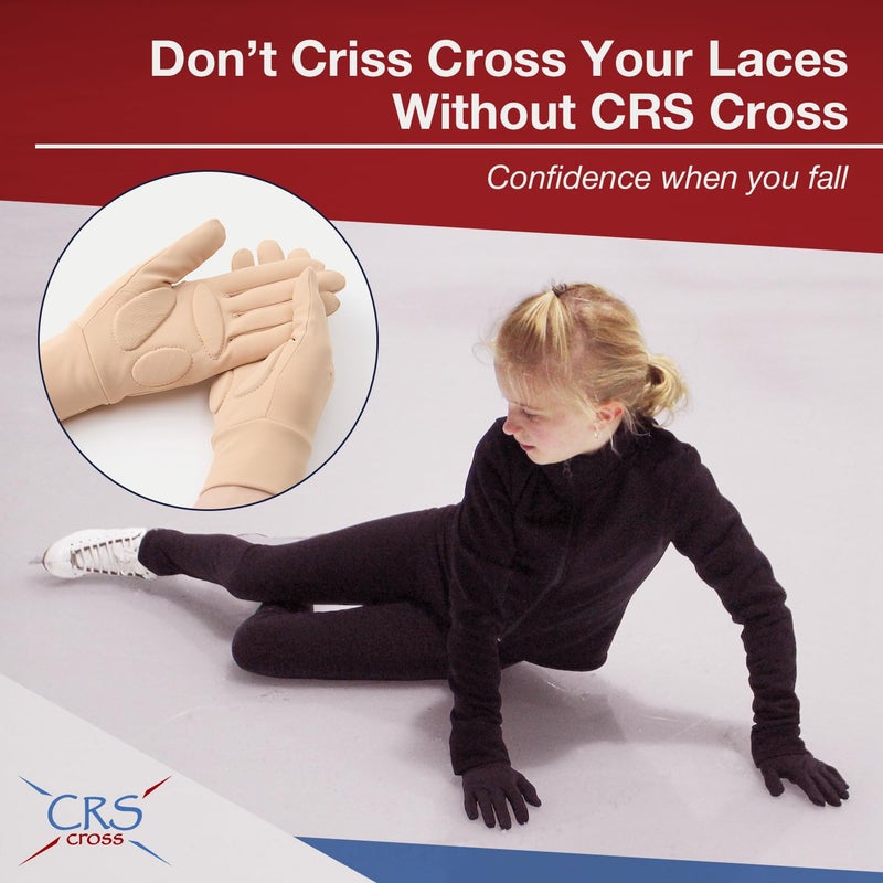 CRS Cross Padded Ice Skating Gloves. Warm Padded Protection for Figure Skating Testing, Practice, Dance Competitions, Roller Skaters and Cheerleading. (Tan, Youth Medium/Large) - Image 3