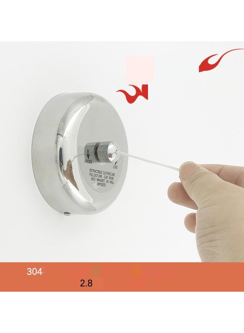 Loquat Stainless Steel Wall Mounted Clothes Line(2.8 Meter Round Nylon Rope with Pulley)