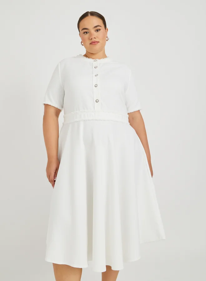Styli Textured A-Line Dress
