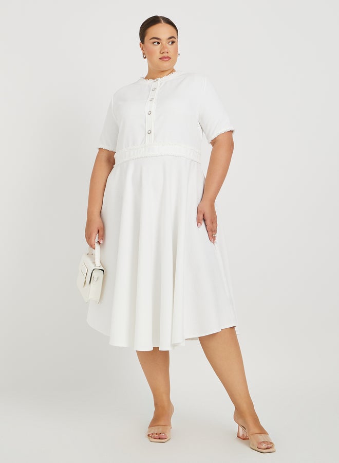 Styli Textured A-Line Dress  - Image 2