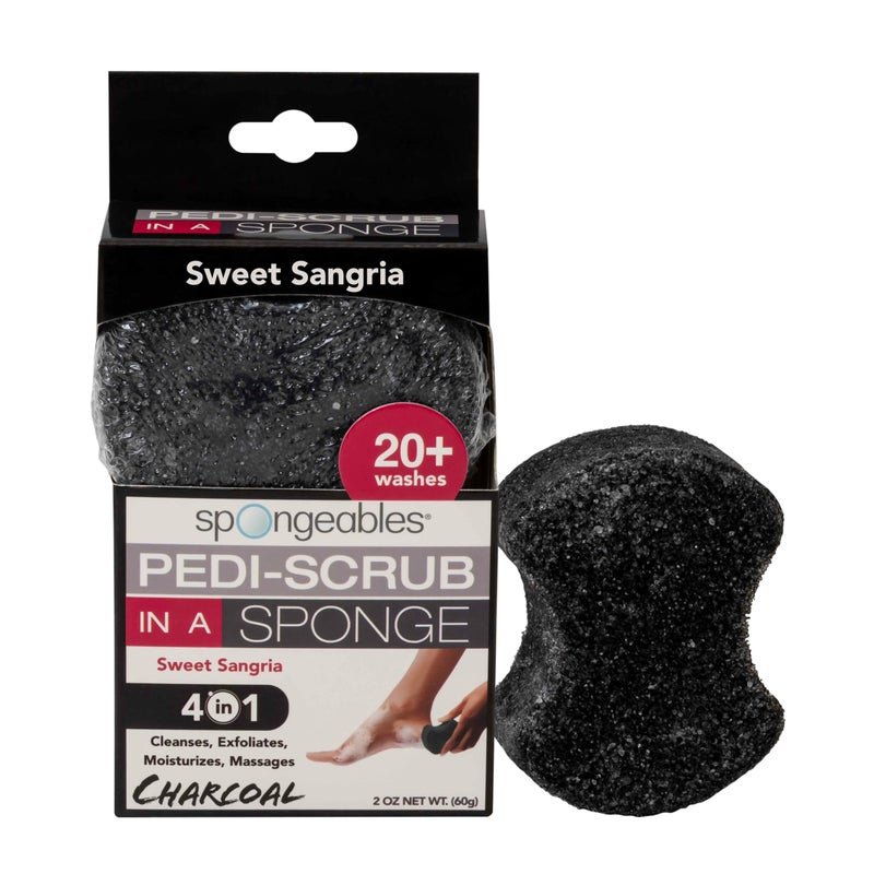 spongeables Spongables Pedi Scrub Foot Exfoliating 20+ Wash Sponge, Sweet Sangria, 1 Count - Image 1