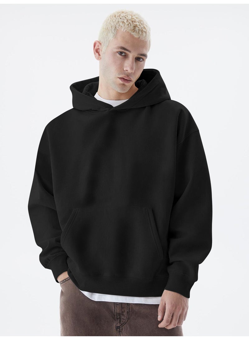 Maniac Mens Solid Full Sleeve Black Hoodie Cotton Sweatshirt - Image 1