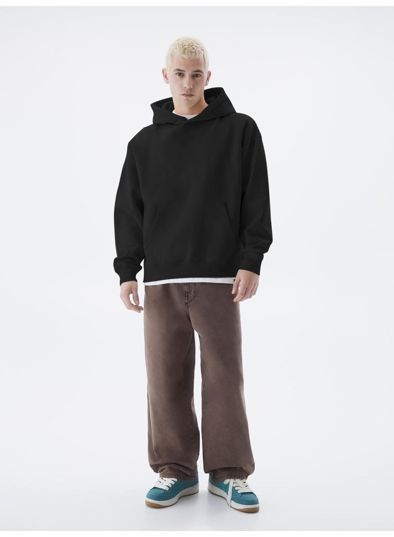 Maniac Mens Solid Full Sleeve Black Hoodie Cotton Sweatshirt - Image 5