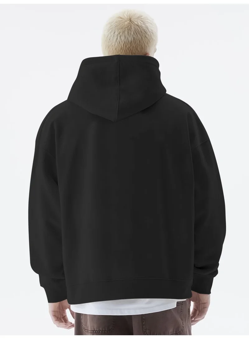 Maniac  Maniac Mens Solid Full Sleeve Black Hoodie Cotton Sweatshirt for Men | Best Price UAE