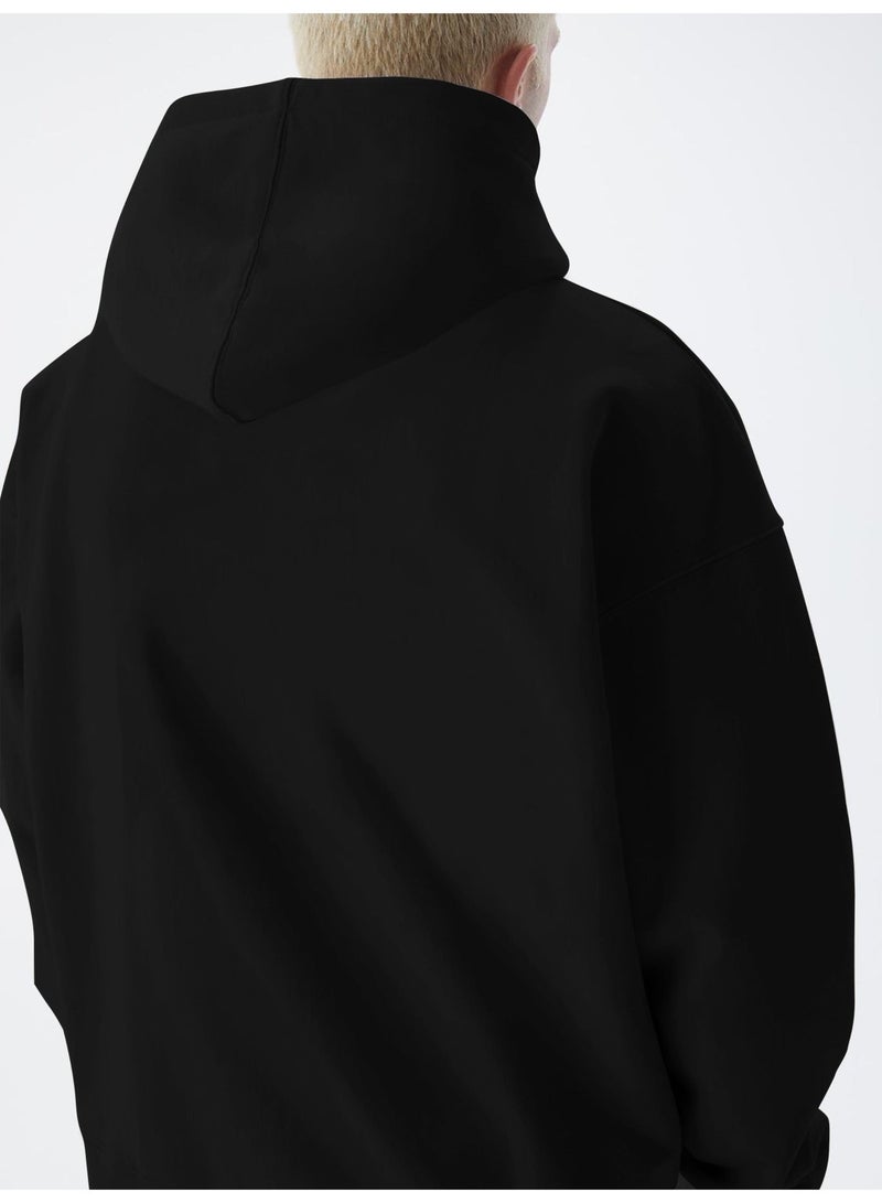 Maniac Mens Solid Full Sleeve Black Hoodie Cotton Sweatshirt - Image 2