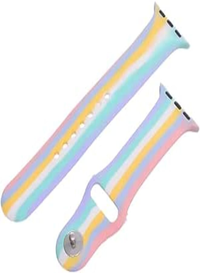 Generic Silicone Adjustable And Expandable Watch Strap With Colorful Design For Unisex Compatible With Smart Watches 38/40/41 MM - Multicolor