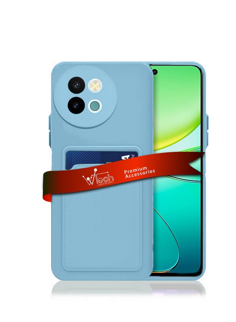 Wtech Vivo Y38 / vivo Y200t 5G 2024 Silicone TPU With Card Holder Case Cover Sky Blue  - Image 1