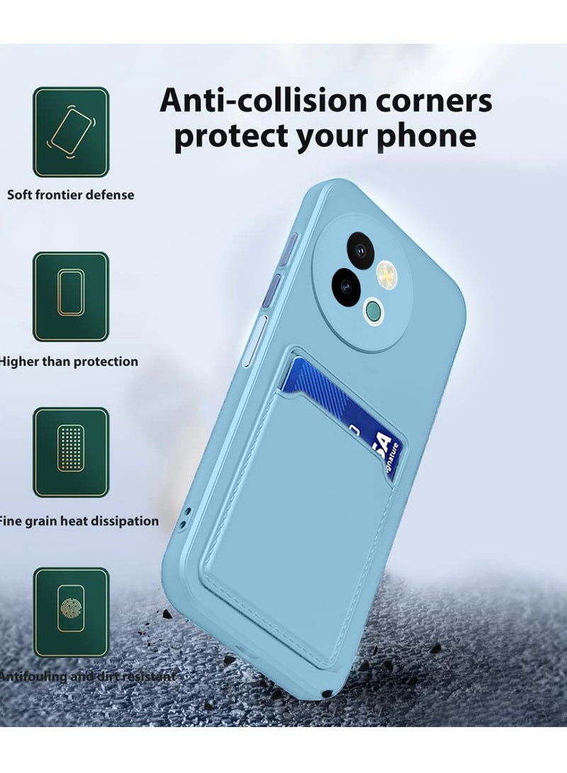 Wtech Vivo Y38 / vivo Y200t 5G 2024 Silicone TPU With Card Holder Case Cover Sky Blue  - Image 5