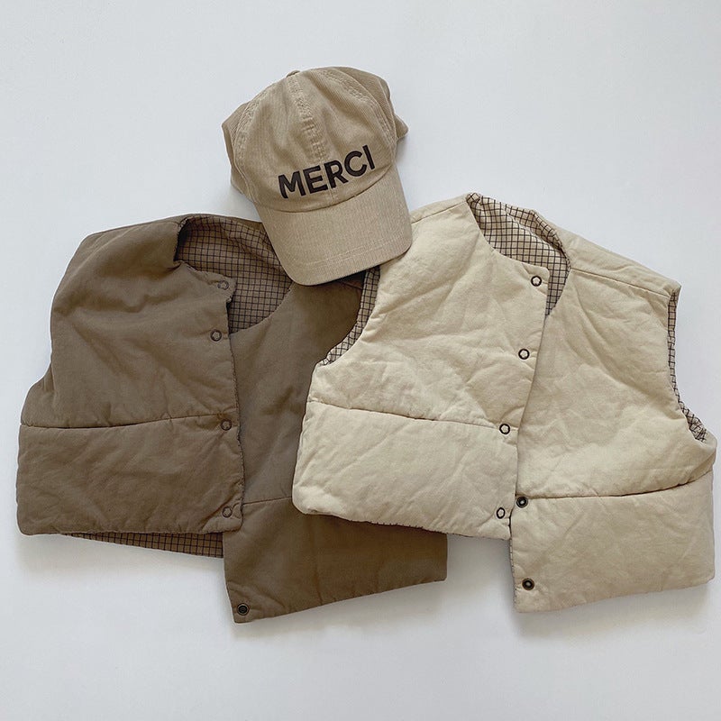 Kids Reversible Sleeveless Jacket Apricot  - Image 2