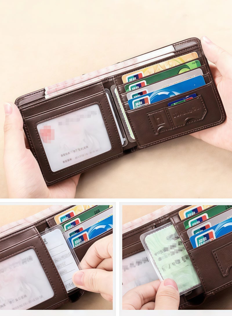 محفظة رجالية، محفظة رخصة القيادة حامل بطاقات متكامل محفظة متعددة الوظائف، تصميم بسيط، فتحة بطاقة ومحفظة، قوية ومتينة، سعة بطاقات متعددة - Image 3