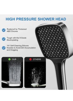 Excefore Shower Head, Handheld High Pressure 3 Adjustable Mode Save Water Square Multi-function Shower Head for Bathroom Fits Your Shower Hose  - Image 2
