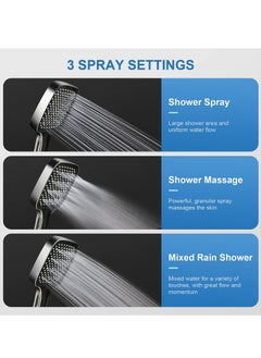 Excefore Shower Head, Handheld High Pressure 3 Adjustable Mode Save Water Square Multi-function Shower Head for Bathroom Fits Your Shower Hose  - Image 3