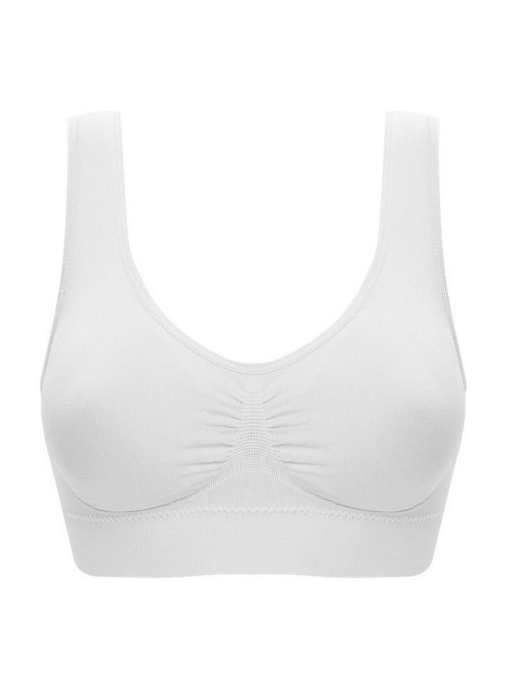 AROAQ Women Sports Bra, Fitness Sports Yoga Bra with Removable Padding,  Double-layer Seamless  Sports Bra without Rims, Comfortable Soft Bra for Workouts Running Yoga Trainings, (Size XL, White)  - Image 1