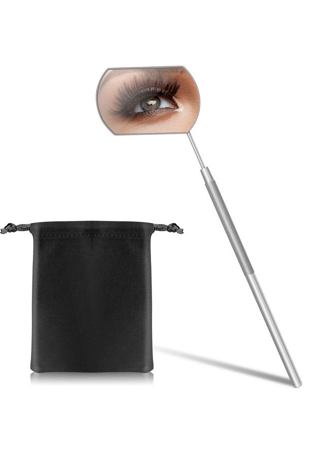 BELOOSYE 1 PCS Large Lash Mirror for Eyelash Extension Supplies+1 PCS Storage Bag,Stainless Steel Light-weight Detachable Eyelash Mirror for Extensions,Makeup Inspection Mirror for Lash Tech Supplies(Silver) - Image 1