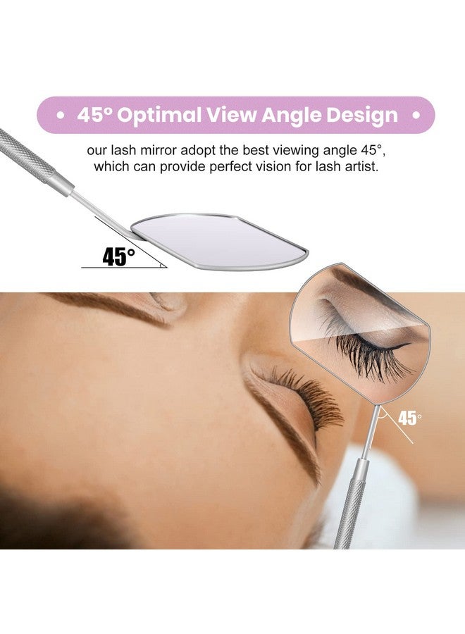 BELOOSYE 1 PCS Large Lash Mirror for Eyelash Extension Supplies+1 PCS Storage Bag,Stainless Steel Light-weight Detachable Eyelash Mirror for Extensions,Makeup Inspection Mirror for Lash Tech Supplies(Silver) - Image 4