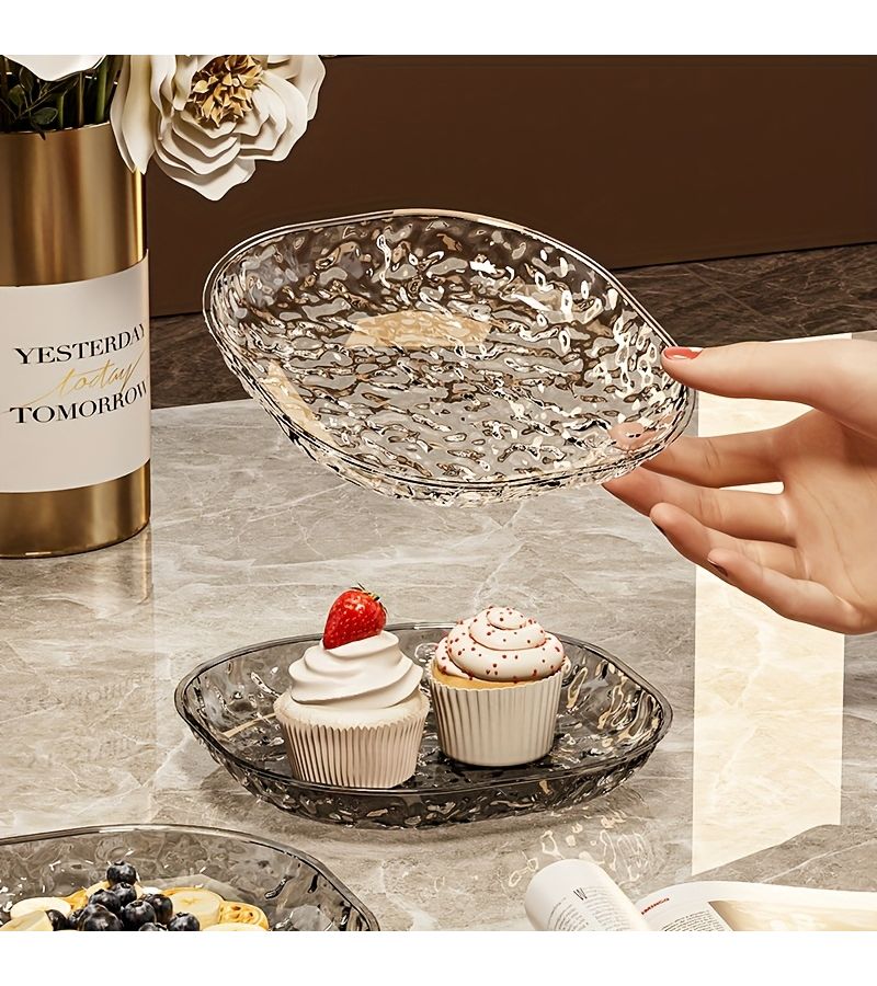 6pcs Golden Square Water Ripple Serving Tray Set for Snacks Fruits Desserts Cakes and Breakfast - Image 4