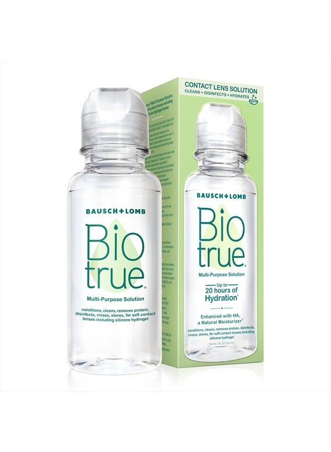 Biotrue Contact Lens Solution, Multi-Purpose Solution for Soft Contact Lenses, Lens Case Included, 2 FL OZ (Pack of 4) - Image 1