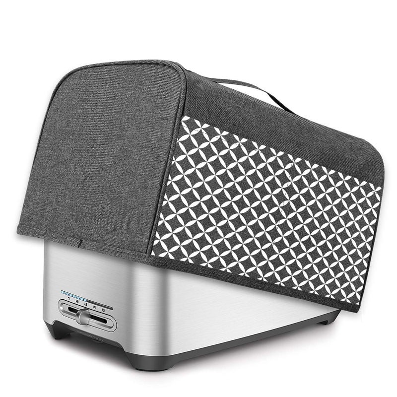 YARWO Yarwo 4 Slice Toaster Cover with Pockets and Top Handle Nylon Toaster Cover Fits for Most 4 Slice Long Slot Toasters Gray with Grid 