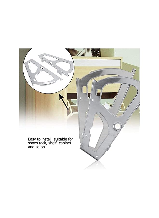S-TOP Shoes Drawer Hinge 2 Pcs Stainless Steel Furniture Cabinet Flip Plate Frame Turning Rack Accessory Replacement Fittings for Kitchen LivingRoom Cabinet Flip Frame Hinges Furniture Parts Hardware - Image 2