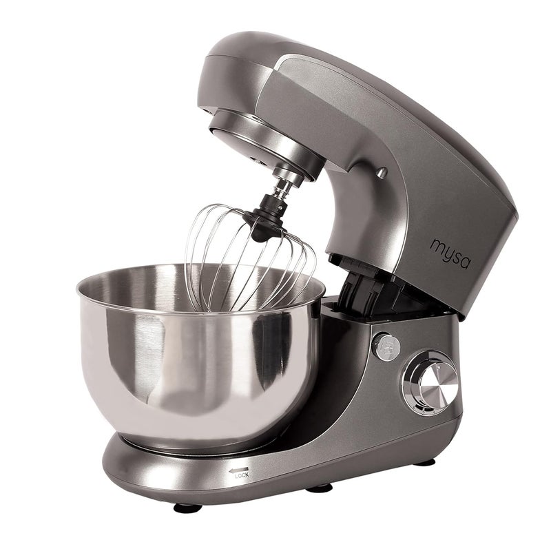 MYSA SM1502 Stand Mixer 800 W Planetary Drive Food Mixer Tilt Head 55 Ltrs SS Bowl with 6 Speed for Baking and Cooking Stainless Steel Bowl Dough Hook Wire Whisk and Beater Grey - Image 1