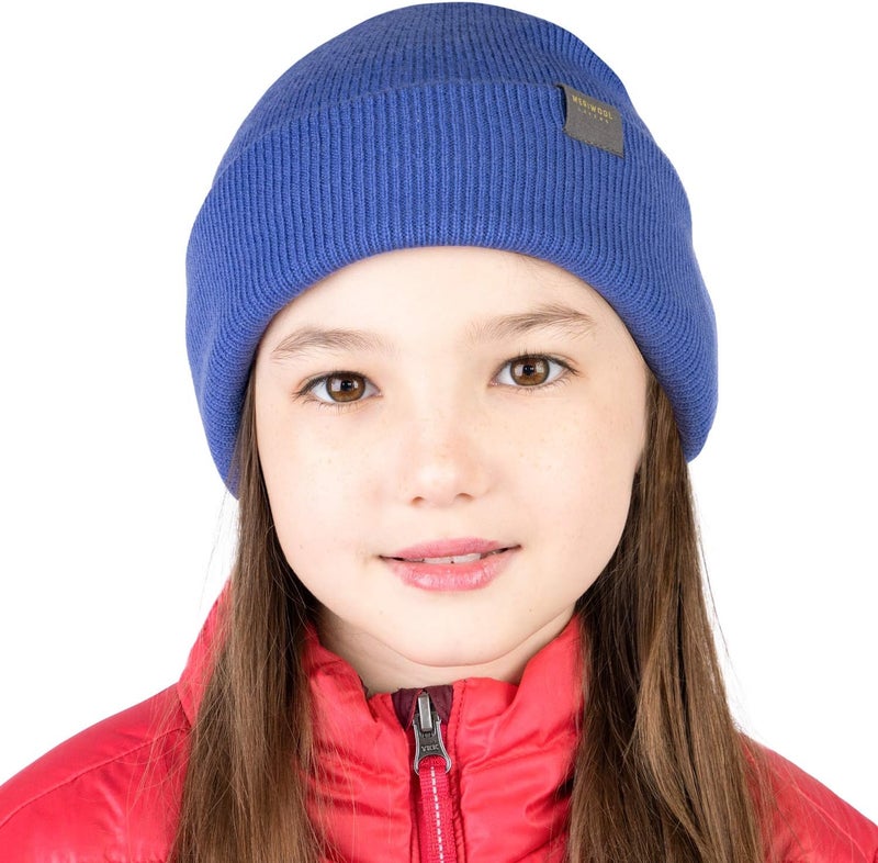 MERIWOOL Kids’ Beanie - Merino Wool Ribbed Knit Winter Hat for Boys and Girls - Image 2